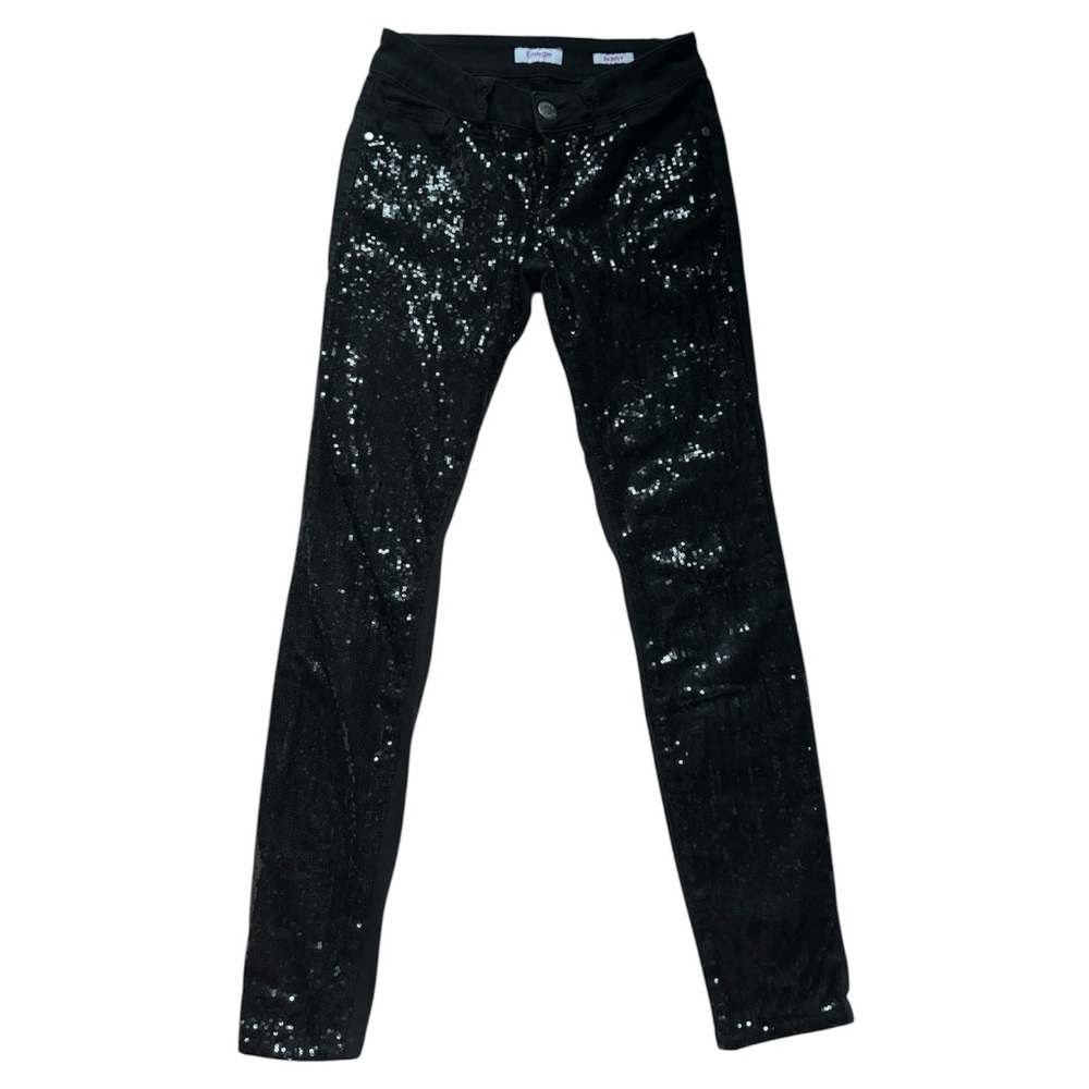 Y2k Low Rise Black Sequin Skinny Jeans